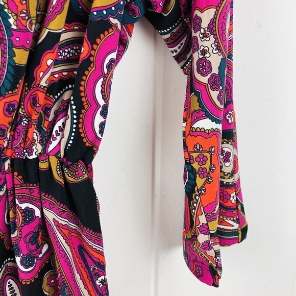 Trina Trina Turk Birch Printed Jersey V-Neck Ruched Dress Small - Picture 9 of 14